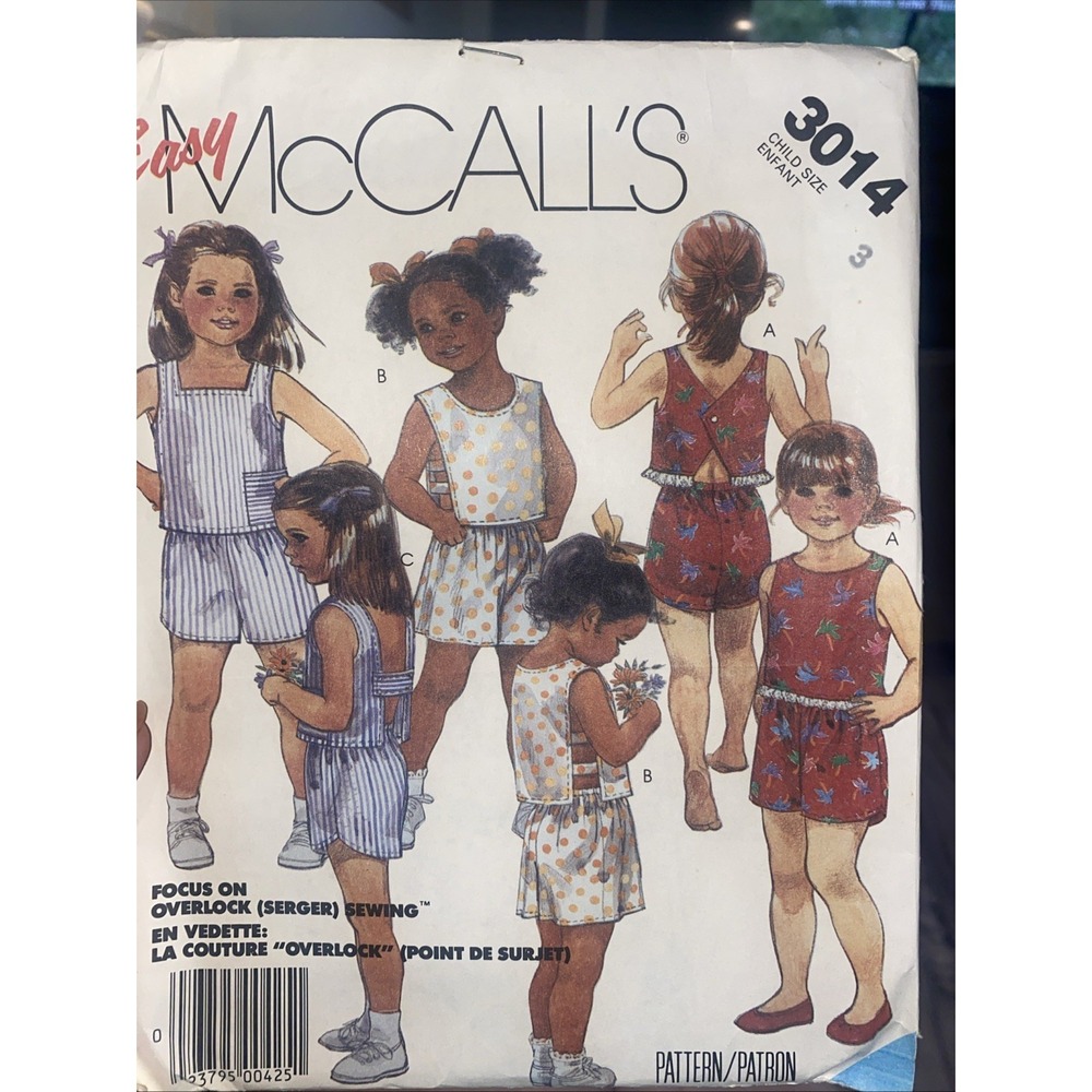 Vintage 1987 McCall’s Girls Sewing Pattern 3014 Size 3 Cut Complete